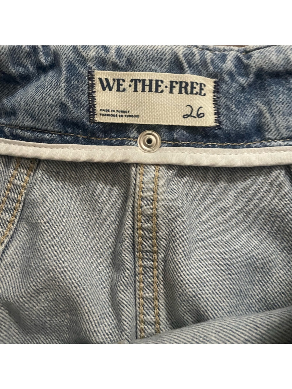 We The Free People Denim Skirt Size 26 Boho Blue Summer Mini Y2K Beach Vacation - Picture 4 of 9